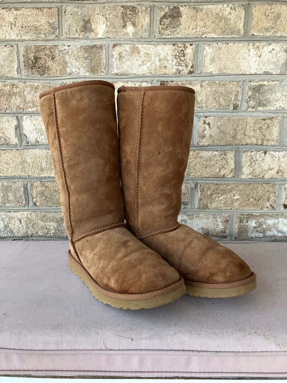 UGG Australia 5815 Classic Tall Chestnut Suede Sheepskin Boots Womens Sz 10